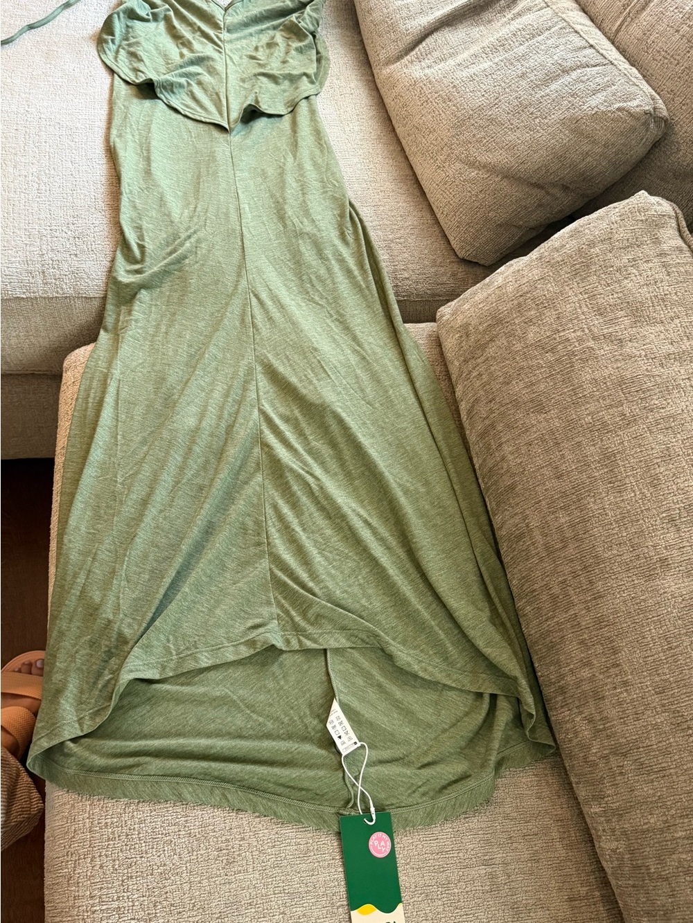 HALARA Olive Green Draped Open-Back Maxi Dress - Picture 3 of 4